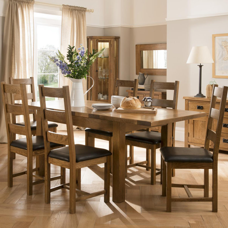 Ebern Designs Rayleigh Extendable Solid Oak Dining Set | Wayfair.co.uk